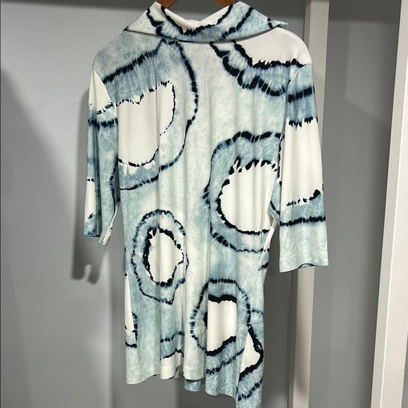 Norma Kamali Tie Dye blue white top EUC size XL/ European‎ 42 runway fall 2021 - Picture 1 of 9